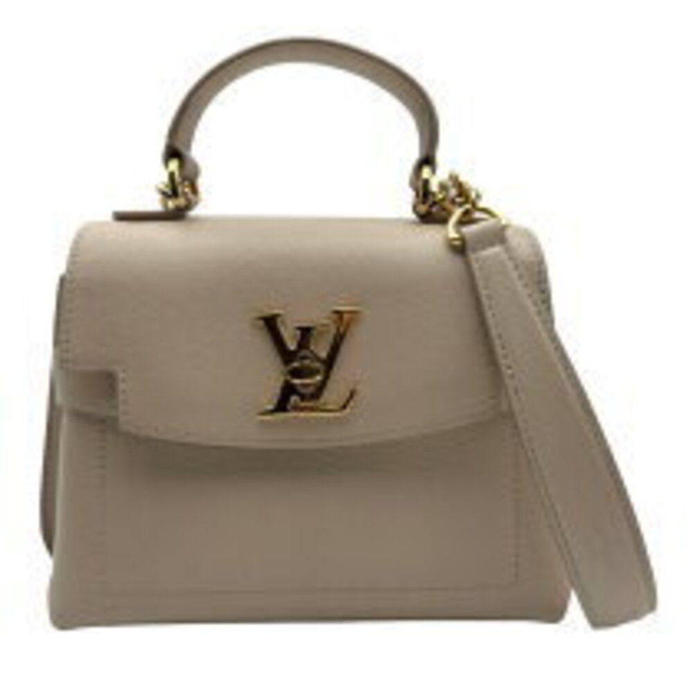 Louis Vuitton Lockme Ever Greige Gray Grained Calf Leather Handbag